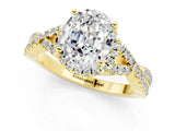 Yellow gold Oval Cut Moissanite  Halo Twist Band Solitaire Prong Setting Ring_25