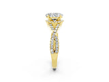 Yellow gold Oval Cut Moissanite  Halo Twist Band Solitaire Prong Setting Ring_26