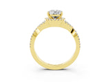 Yellow gold Oval Cut Moissanite  Halo Twist Band Solitaire Prong Setting Ring_27