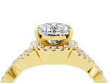 Yellow gold Oval Cut Moissanite  Halo Twist Band Solitaire Prong Setting Ring_28