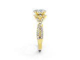 Yellow gold Oval Cut Moissanite  Halo Twist Band Solitaire Prong Setting Ring_44