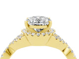 Yellow gold Oval Cut Moissanite  Halo Twist Band Solitaire Prong Setting Ring_46