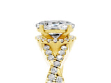 Yellow gold Oval Cut Moissanite  Halo Twist Band Solitaire Prong Setting Ring_47