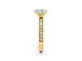 Yellow gold Oval Cut Moissanite Milgrain Pavé Engagement Ring with Four-Prong Setting_14