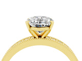 Yellow gold Oval Cut Moissanite Milgrain Pavé Engagement Ring with Four-Prong Setting_16