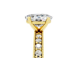 Yellow gold Oval Cut Moissanite Milgrain Pavé Engagement Ring with Four-Prong Setting_17