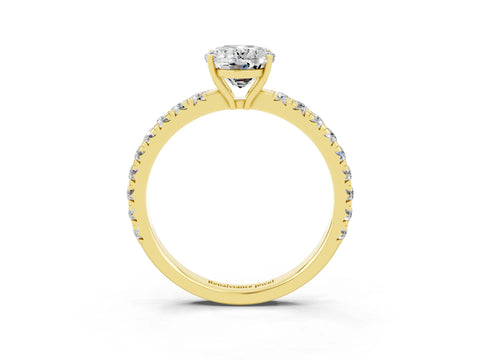 Yellow gold Oval Cut Moissanite Pavé Solitaire Engagement Ring with Four-Prong Setting_15
