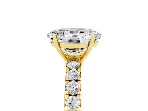 Yellow gold Oval Cut Moissanite Pavé Solitaire Engagement Ring with Four-Prong Setting_17
