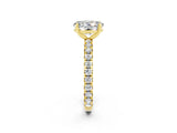 Yellow gold Oval Cut Moissanite Pavé Solitaire Ring with Round Band and Prong Setting_26