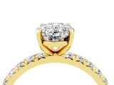 Yellow gold Oval Cut Moissanite Pavé Solitaire Ring with Round Band and Prong Setting_28