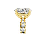 Yellow gold Oval Cut Moissanite Pavé Solitaire Ring with Round Band and Prong Setting_29