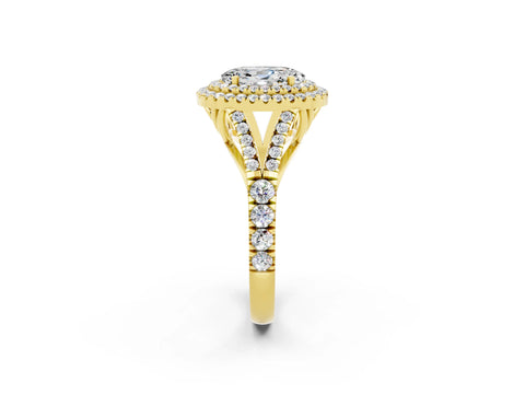 Yellow gold Oval Cut Moissanite Pavé Split Shank Double Halo Engagement Ring_2