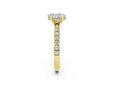 Yellow gold Oval Cut Moissanite Pave Band Solitaire Ring with Four-Prong Setting_26