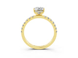 Yellow gold Oval Cut Moissanite Pave Band Solitaire Ring with Four-Prong Setting_27