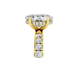 Yellow gold Oval Cut Moissanite Pave Band Solitaire Ring with Four-Prong Setting_29