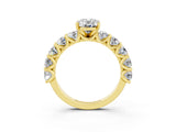 Yellow gold Oval Cut Moissanite Prong Setting with Side Stones on a Pave Band_3