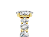 Yellow gold Oval Cut Moissanite Prong Setting with Side Stones on a Pave Band_5