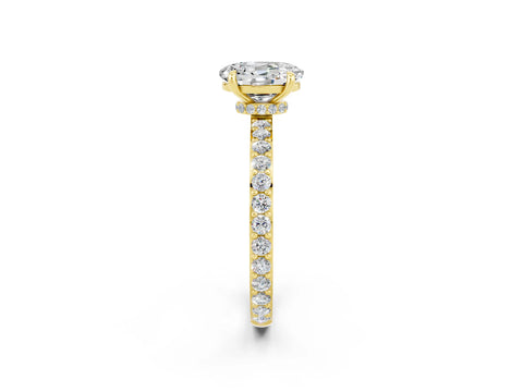 Yellow gold Oval Cut Moissanite Ring with Pavé Band and Four-Prong Setting_2