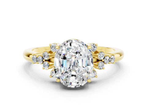 Yellow gold Oval Cut Moissanite Ring with Side Stones and Four-Prong Setting_72