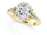 Yellow gold Oval Cut Moissanite Ring with Side Stones and Four-Prong Setting_73