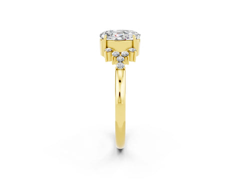 Yellow gold Oval Cut Moissanite Ring with Side Stones and Four-Prong Setting_74