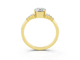 Yellow gold Oval Cut Moissanite Ring with Side Stones and Four-Prong Setting_75