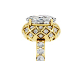 Yellow gold Oval Cut Moissanite Scalloped Halo Engagement Ring with Round Shared Prong Band_17