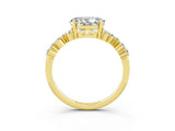 Yellow gold Oval Cut Moissanite Scattered Round Accent Ring with Prong Setting_15
