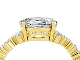 Yellow gold Oval Cut Moissanite Scattered Round Accent Ring with Prong Setting_16