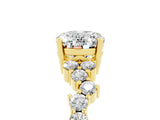 Yellow gold Oval Cut Moissanite Scattered Round Accent Ring with Prong Setting_17