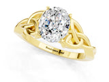 Yellow gold Oval Cut Moissanite Solitaire Celtic Knot Ring with Four-Prong Setting_13