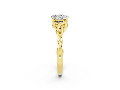 Yellow gold Oval Cut Moissanite Solitaire Celtic Knot Ring with Four-Prong Setting_14