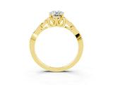 Yellow gold Oval Cut Moissanite Solitaire Celtic Knot Ring with Four-Prong Setting_15