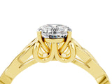 Yellow gold Oval Cut Moissanite Solitaire Celtic Knot Ring with Four-Prong Setting_16
