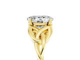 Yellow gold Oval Cut Moissanite Solitaire Celtic Knot Ring with Four-Prong Setting_17