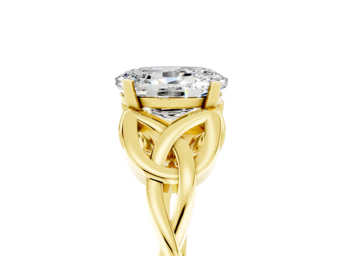 Yellow gold Oval Cut Moissanite Solitaire Celtic Knot Ring with Four-Prong Setting_17