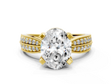 Yellow gold Oval Cut Moissanite   Solitaire Diamond Ring with Milgrain Pavé Band and Four-Prong Setting_34