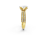 Yellow gold Oval Cut Moissanite   Solitaire Diamond Ring with Milgrain Pavé Band and Four-Prong Setting_36