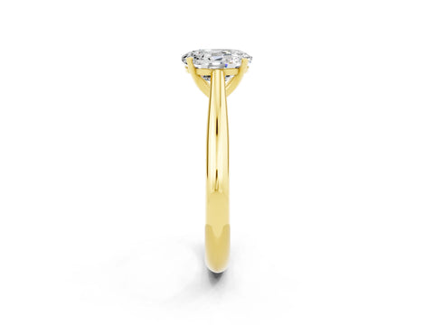 Yellow gold Oval Cut Moissanite Solitaire Engagement Ring with Cathedral Setting and Four-Prong Mount_14