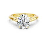 Yellow gold Oval Cut Moissanite Solitaire Engagement Ring with Cathedral Setting and Four-Prong Mount_24
