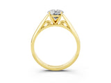 Yellow gold Oval Cut Moissanite Solitaire Engagement Ring with Cathedral Setting and Four-Prong Mount_27