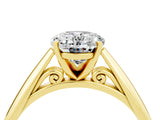 Yellow gold Oval Cut Moissanite Solitaire Engagement Ring with Cathedral Setting and Four-Prong Mount_28