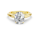 Yellow gold Oval Cut Moissanite Solitaire Engagement Ring with Cathedral Setting and Four-Prong Mount_66