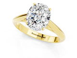 Yellow gold Oval Cut Moissanite Solitaire Engagement Ring with Cathedral Setting and Four-Prong Mount_67