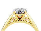 Yellow gold Oval Cut Moissanite Solitaire Engagement Ring with Cathedral Setting and Four-Prong Mount_70