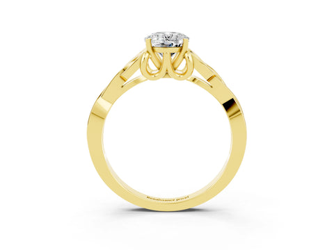 Yellow gold Oval Cut Moissanite Solitaire Engagement Ring with Celtic Knot Band and Four-Prong Setting_3