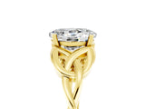 Yellow gold Oval Cut Moissanite Solitaire Engagement Ring with Celtic Knot Band and Four-Prong Setting_5