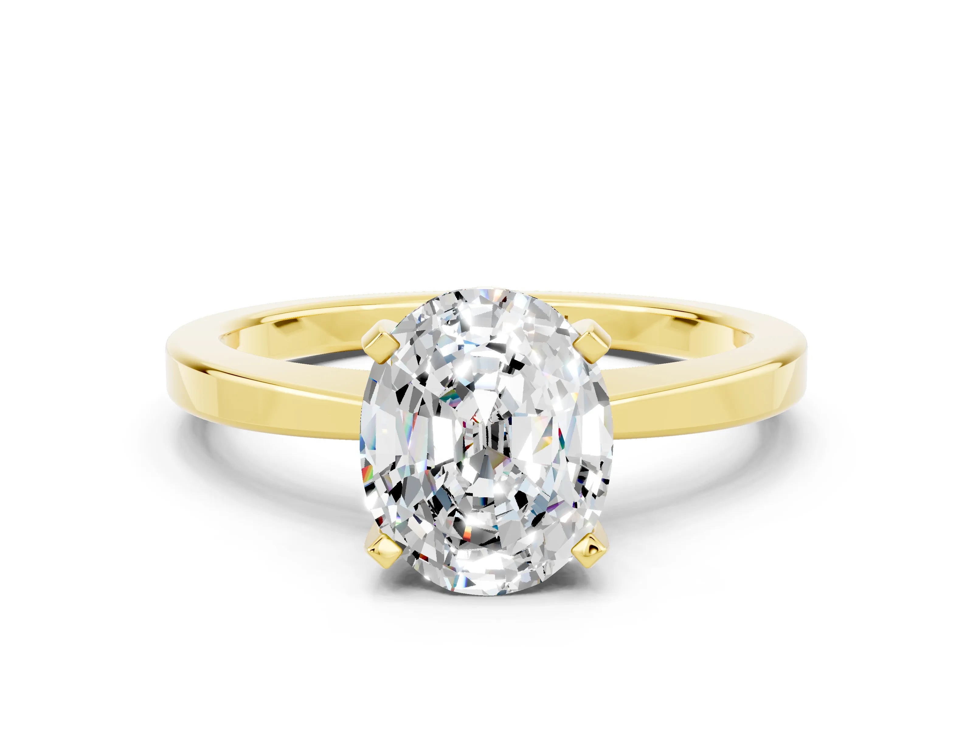 Yellow gold Oval Cut Moissanite Solitaire Engagement Ring with Classic Band and Four-Prong Setting_24