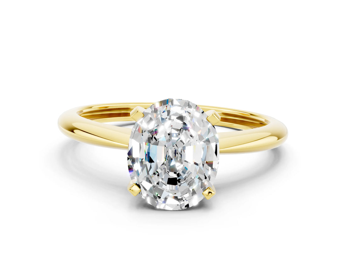 Yellow gold Oval Cut Moissanite Solitaire Engagement Ring with Classic Band and Four-Prong Setting_24