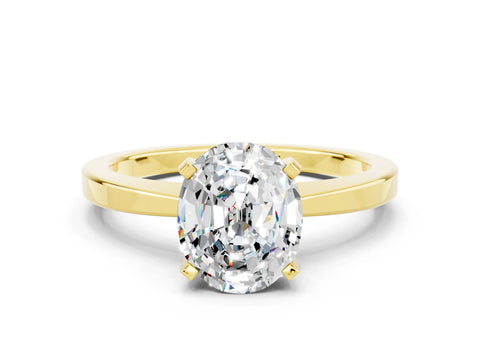 Yellow gold Oval Cut Moissanite Solitaire Engagement Ring with Classic Band and Four-Prong Setting_24